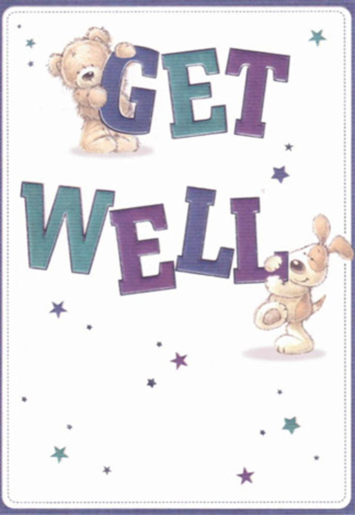This get well card radiates heartfelt encouragement, its artwork alive with the comforting spirit so familiar to Penge. A plush caramel-toned bear plants itself joyfully atop the 'GET' in lustrous purple, its fluffy paws delicately angled in a gesture of support. Close by, a lively golden-furred puppy-its wide, loving eyes brimming with empathy-curls up beside the sturdy teal 'WELL', nuzzling it as if to wish a speedy recovery to someone cherished on Oakfield Road. Around them, a constellation of sapphire blue and lavender stars twinkles gently over the clean white canvas, evoking the fresh promise of each new day. The illustration's tactile textures-the soft linework in fur and the velvety presence of floppy ears-echo the touch of freshly arranged petals from Flowers Penge. Oversized, buoyant typography commands attention, anchoring the design in hope and confidence, while inviting a smile from anyone feeling under the weather. Just as each flower is chosen with care for a local bouquet, every illustrated detail here serves to encourage and brighten-a sentiment best shared with a thoughtfully delivered floral surprise to homes and hospitals throughout Penge.