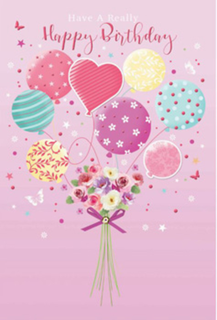Gentle, celebratory birthday artwork showing a pastel balloon bouquet lifting a hand-tied cluster of flowers, imagined with the calm, friendly spirit of Penge. A soft pink backdrop stretches across the image, smooth and even, creating a cosy canvas akin to the warm interiors of nearby family cafés or florists along Penge High Street. From the bottom of the frame, a small yet lush bouquet emerges, composed of petite roses and daisy-like blossoms in creamy ivory, rose pink, and soft lavender hues. The petals are illustrated with subtle shading that makes them appear velvety and freshly opened, their shapes overlapping in a natural, almost garden-like way. At the stems, a vibrant purple satin bow pulls everything neatly together, its loops and trailing ends catching delicate shines of light. Above the flowers, a group of balloons seems to float upward, light as air. The balloons are coloured in pastel pinks, teal greens, sunny yellows, and lilac tones, each decorated differently-some with curling candy stripes, some with playful polka dots, others with floral patterns and swirling lines that give a sense of movement. Thin strings connect balloons to the bouquet, visually tying the celebration together. Soft highlights and faint reflections along the balloon surfaces make them look glossy and three-dimensional, as if a gentle indoor light or a window near Penge West is glowing behind the viewer. Sprinkled around the composition are tiny stars and delicate butterfly shapes, adding a storybook charm. The piece conveys quiet joy and affection, a floating birthday message captured in pastel colours and the tender language of flowers.