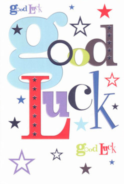 With confident cheer and designer flair, this good luck card radiates positivity that feels right at home in the heart of Penge. Bold letters spring to life, led by a large, baby-blue 'g' that suggests the wide skies and open spaces of nearby parks. Deep reds and purples add weight and joy, crafting a layered narrative of excitement and steadfast support-sentiments familiar to any regular at Croydon Road's family shops. Star motifs, in every shade from inky indigo to gentle lavender, pepper the clean white backdrop, inviting the imagination to drift like a wish made beneath the stars over Cator Park. The card's surface is silky and cool to the touch, reminiscent of the pleasure of handling a fresh bouquet from Flowers Penge, each element designed to uplift. Perfect for marking milestones-be it a friend starting at a new school, or a neighbour launching a venture-this card embodies the community's generous spirit, delivering encouragement that feels as genuine and enduring as Penge itself.