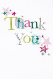 A gentle, joyful aura radiates from this thank you card, echoing the uplifting atmosphere of Penge's vibrant community. The message 'Thank You' parades across the centre in a delightful mix of colours-glimmering silver, lively yellow, bouncy green, and serene blue-each letter adorned with playful dots or delicate stitched effects reminiscent of traditional handcrafts on display in Penge's local markets. Stars in soft pink, bold teal, and bright silver float around the central message, lending a celebratory sparkle and warmth, much like the afterglow of a well-loved gathering in Penge Recreation Ground. Clean, white space provides calm, enhancing every coloured detail and letting the arrangement of cheerful letters and stars dance gracefully. This card conjures a sense of affectionate gratitude and sincerity-the same feeling one receives from a thoughtfully arranged bouquet delivered to a favourite address on Croydon Road. Blending whimsy, artistry, and warmth, this is the perfect card to accompany words of thanks after any act of kindness in Penge.